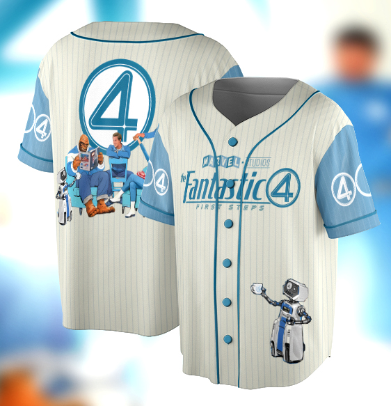 Fantastic Four First Steps Baseball Jersey, Fantastic Four Logo Jersey, Marvel Superhero Jersey