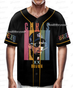 Alternative view of Chris Brown Breezy Bowl Vintage Baseball Jersey, Look Oversized Boxy Hip Hop Big Face Jersey