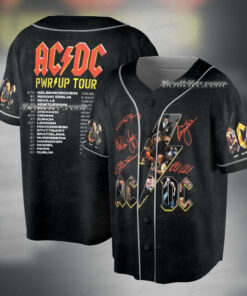 ACDC PWR Tour 2025 Baseball Jersey, 52 Anniversary Rock Shirt, ACDC Sin City PWR UP Tour 2025 Jersey