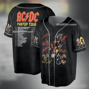 ACDC PWR Tour 2025 Baseball Jersey, 52 Anniversary Rock Shirt, ACDC Sin City PWR UP Tour 2025 Jersey