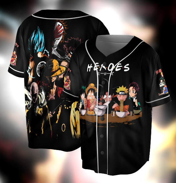 Heroos Baseball Jersey ,4th of july Jersey, Anime Jersey
