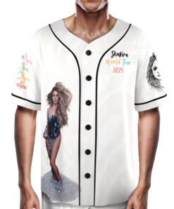 Alternative view of Las Mujeres Ya No Lloran World Tour Baseball Jersey, Shakira 2025 Concert Jersey