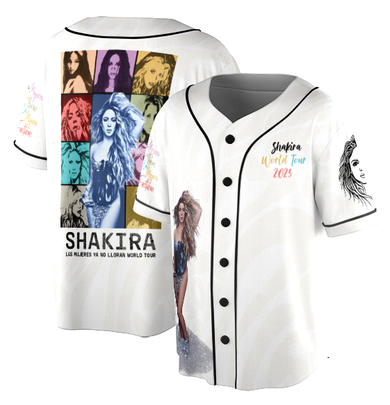 Las Mujeres Ya No Lloran World Tour Baseball Jersey, Shakira 2025 Concert Jersey - Image 5