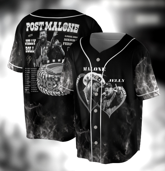 Post Malone Jelly Roll BAseball Jersey, Jelly Roll Concert Jersey, Post Merch