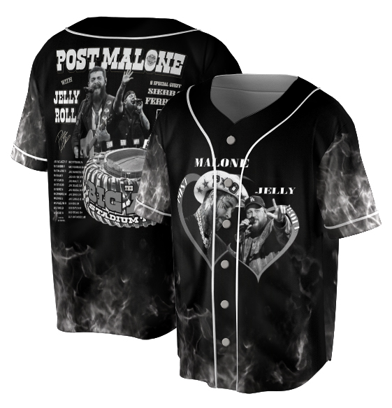 Post Malone Jelly Roll BAseball Jersey, Jelly Roll Concert Jersey, Post Merch - Image 7