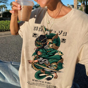 One Piece Zoro Shirt, One Piece Anime Unisex Oversize T-shirt Apparel, Dark Fantasy Merch