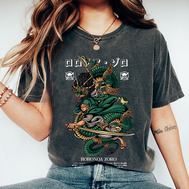 One Piece Zoro Shirt, One Piece Anime Unisex Oversize T-shirt Apparel, Dark Fantasy Merch - Image 2