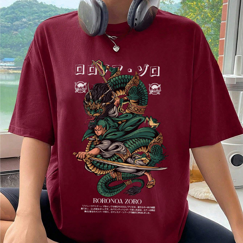 One Piece Zoro Shirt, One Piece Anime Unisex Oversize T-shirt Apparel, Dark Fantasy Merch - Image 5