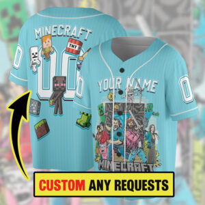 Minecraft Movie Jersey, Custom name Gift For Videogames Fans