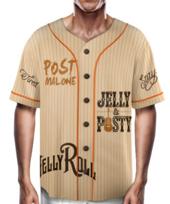 Alternative view of Vintage Post Malone And Jerry Roll Baseball Jersey, Malone Rap Music Jersey