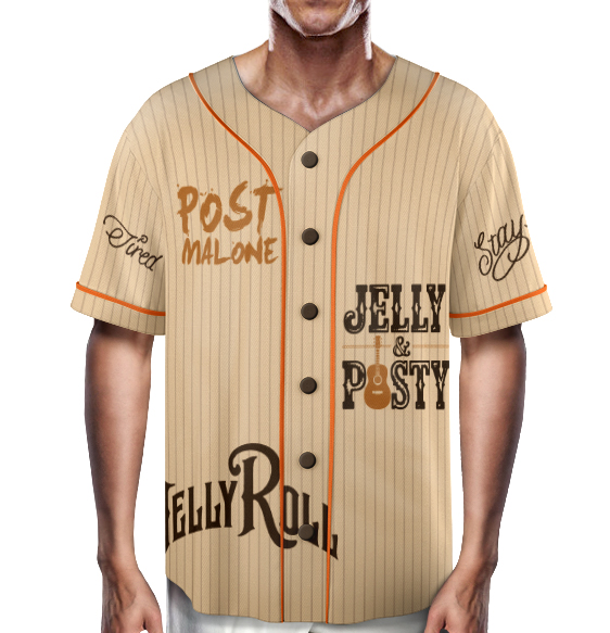 Vintage Post Malone And Jerry Roll Baseball Jersey, Malone Rap Music Jersey - Image 2