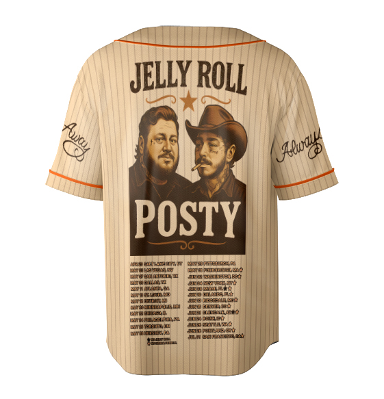 Vintage Post Malone And Jerry Roll Baseball Jersey, Malone Rap Music Jersey - Image 3