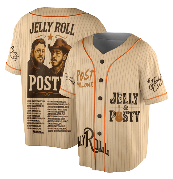 Vintage Post Malone And Jerry Roll Baseball Jersey, Malone Rap Music Jersey - Image 4