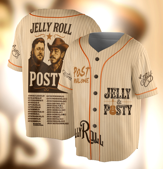 Vintage Post Malone And Jerry Roll Baseball Jersey, Malone Rap Music Jersey