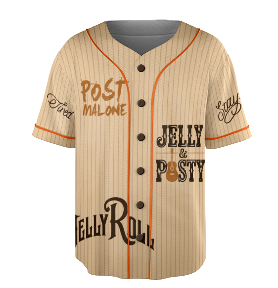 Vintage Post Malone And Jerry Roll Baseball Jersey, Malone Rap Music Jersey - Image 5