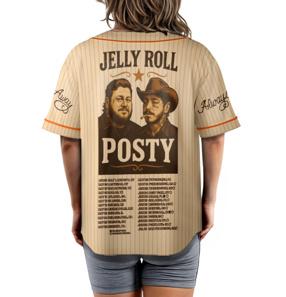 Vintage Post Malone And Jerry Roll Baseball Jersey, Malone Rap Music Jersey - Image 6