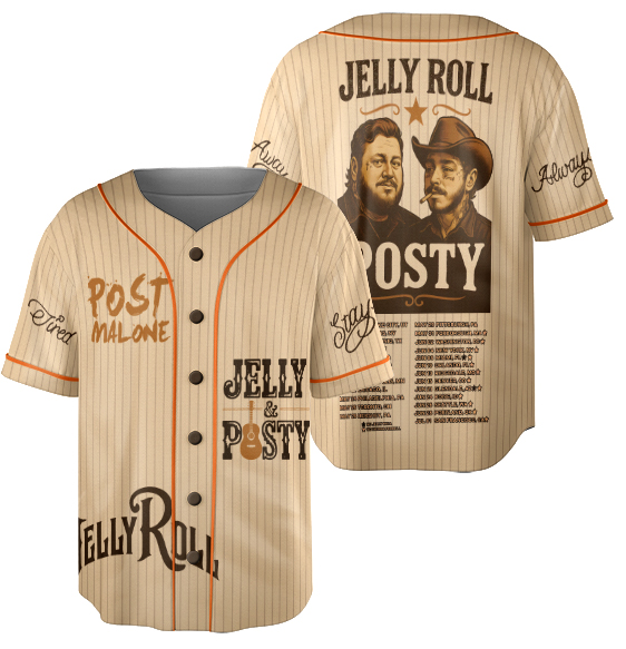 Vintage Post Malone And Jerry Roll Baseball Jersey, Malone Rap Music Jersey - Image 7