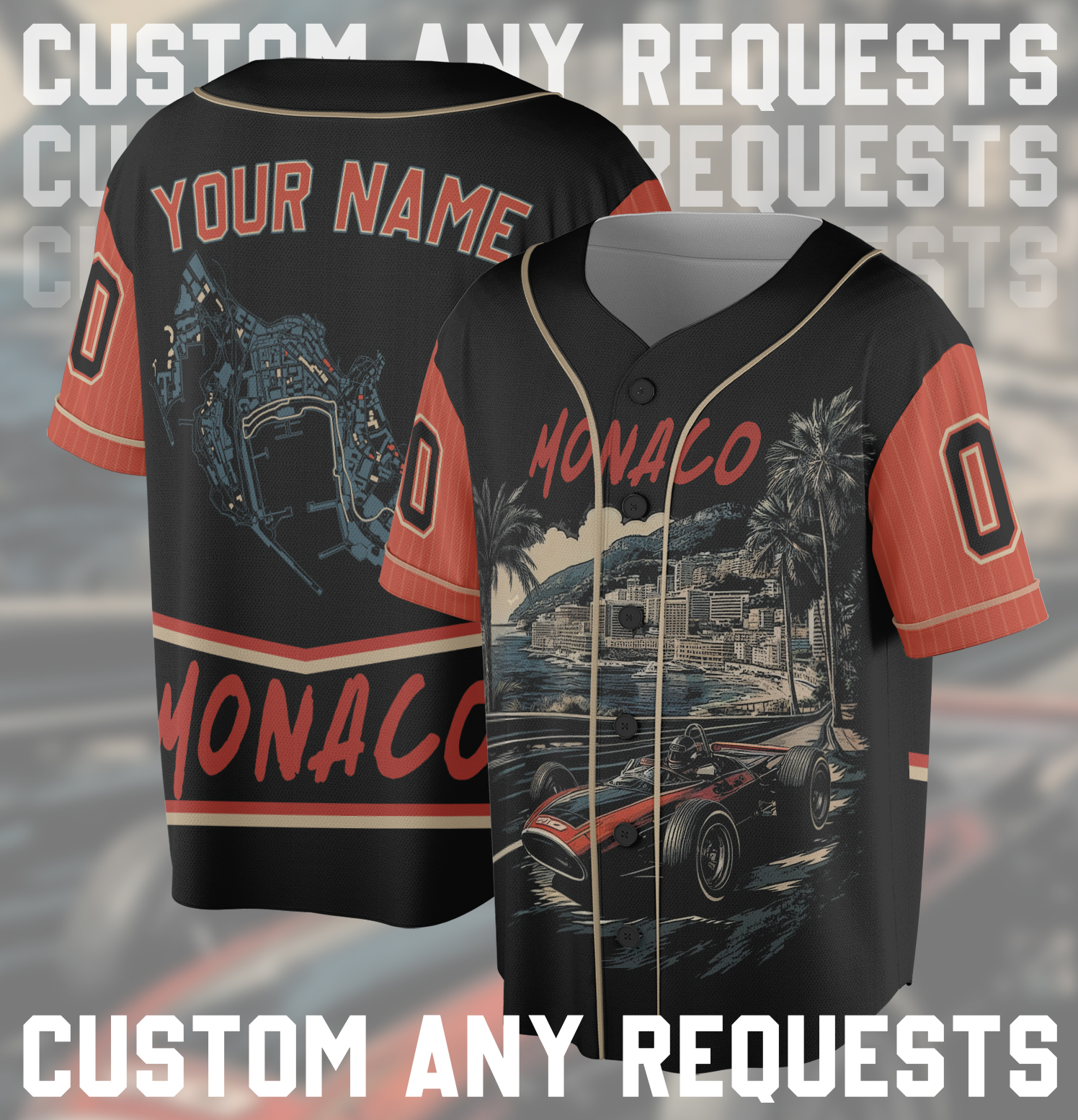 Monaco Racing Jersey, Formula Race Car Jersey, Vintage Monte Carlo Jersey