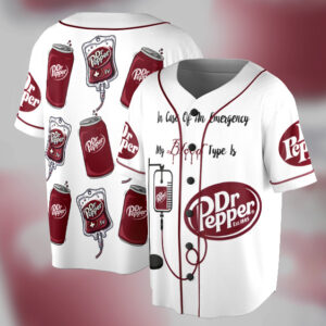 Dr Pepper Est 1885 Baseball Jersey, Gift for Dr Pepper Soda Lover, Dr Pepper Logo Jersey