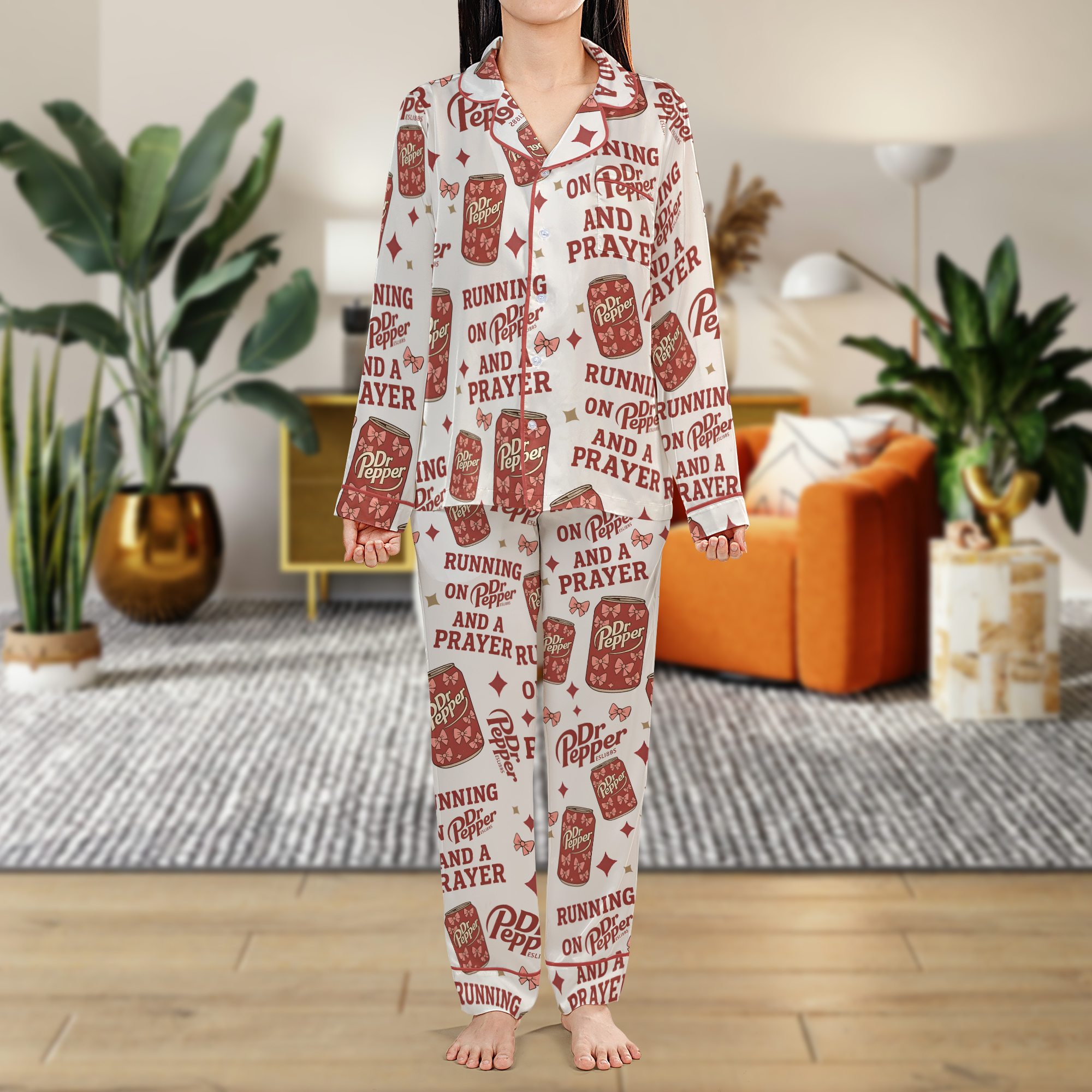 Dr. Pepper Inside Out Anxiety Christmas Pajamas Set, Drink Long Sleeve Pajamas, Soda Lovers Shirt - Image 2