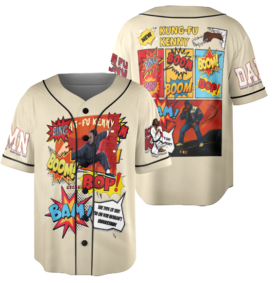 Kendrick Lamar Inspired Jersey, Kung Fu Kenny Tee,Bing Bop Boom Peekaboo Lyrics - Image 2