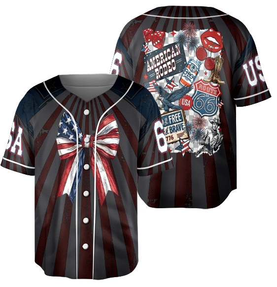 4th of July Sublimation, Cowboy Western Vintage Jersey, 4th Of July Jersey - Image 4