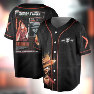 One Piece Jersey, Straw Hat Pirates Manga Jersey, Mera Mera no Mi Shirt