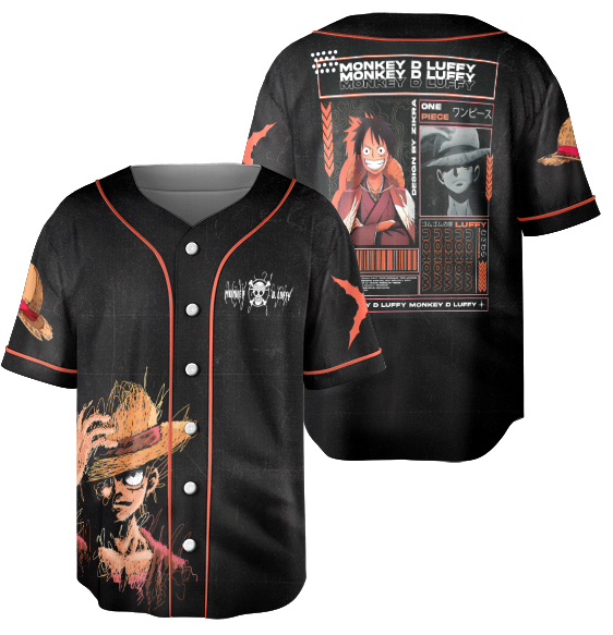 One Piece Jersey, Straw Hat Pirates Manga Jersey, Mera Mera no Mi Shirt - Image 4