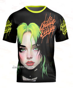 Alternative view of Billie Eilish Tee 3D with Neon Green Hair