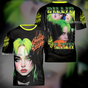 Billie Eilish Tee 3D with Neon Green Hair