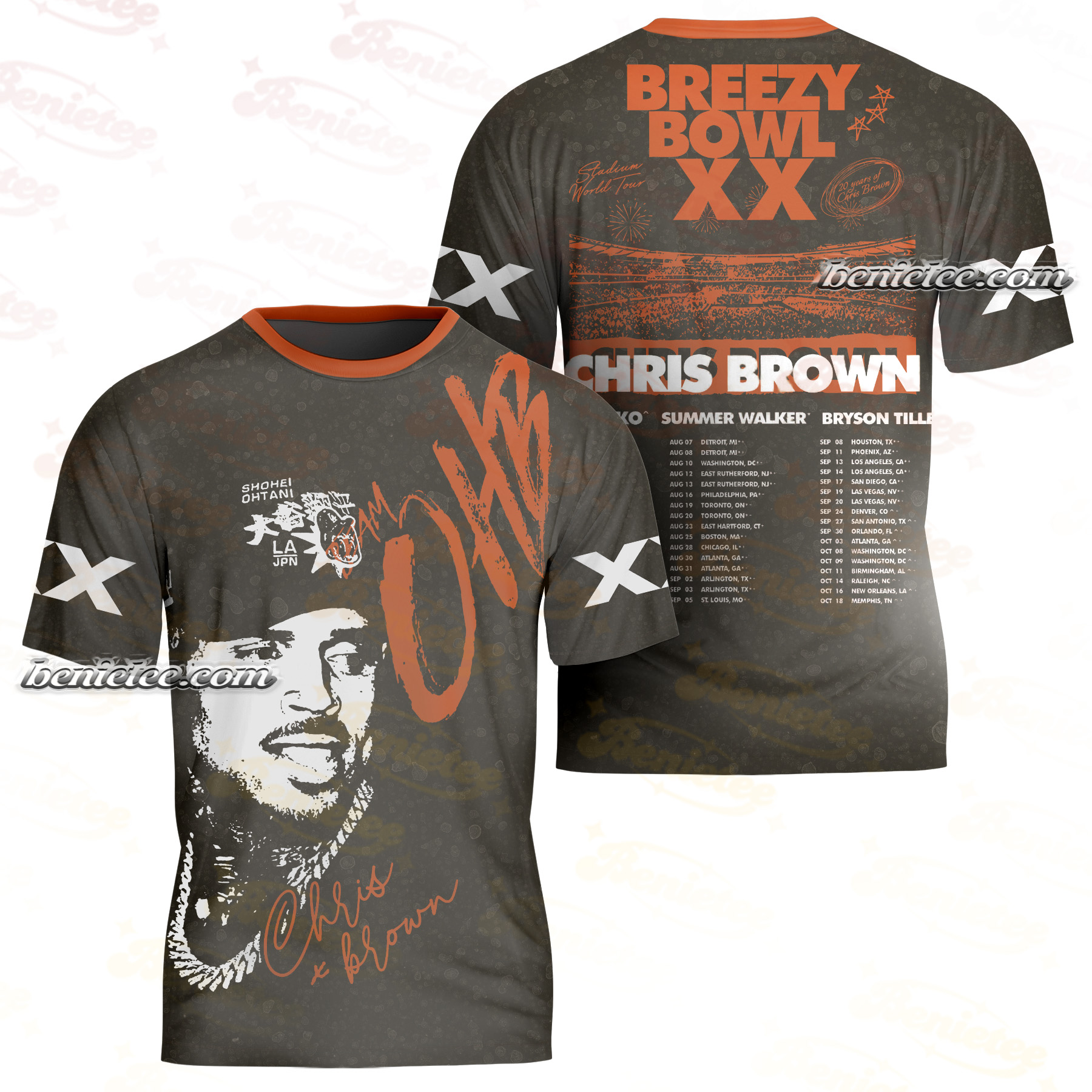 Chris Brown 11:11 Tour 2025 Shirt 3D, Chris Brown Breezy Bowl XX Tee - Image 4