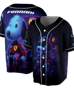 Alternative view of Snoopy in a Ferrari Formula 1 car Jersey