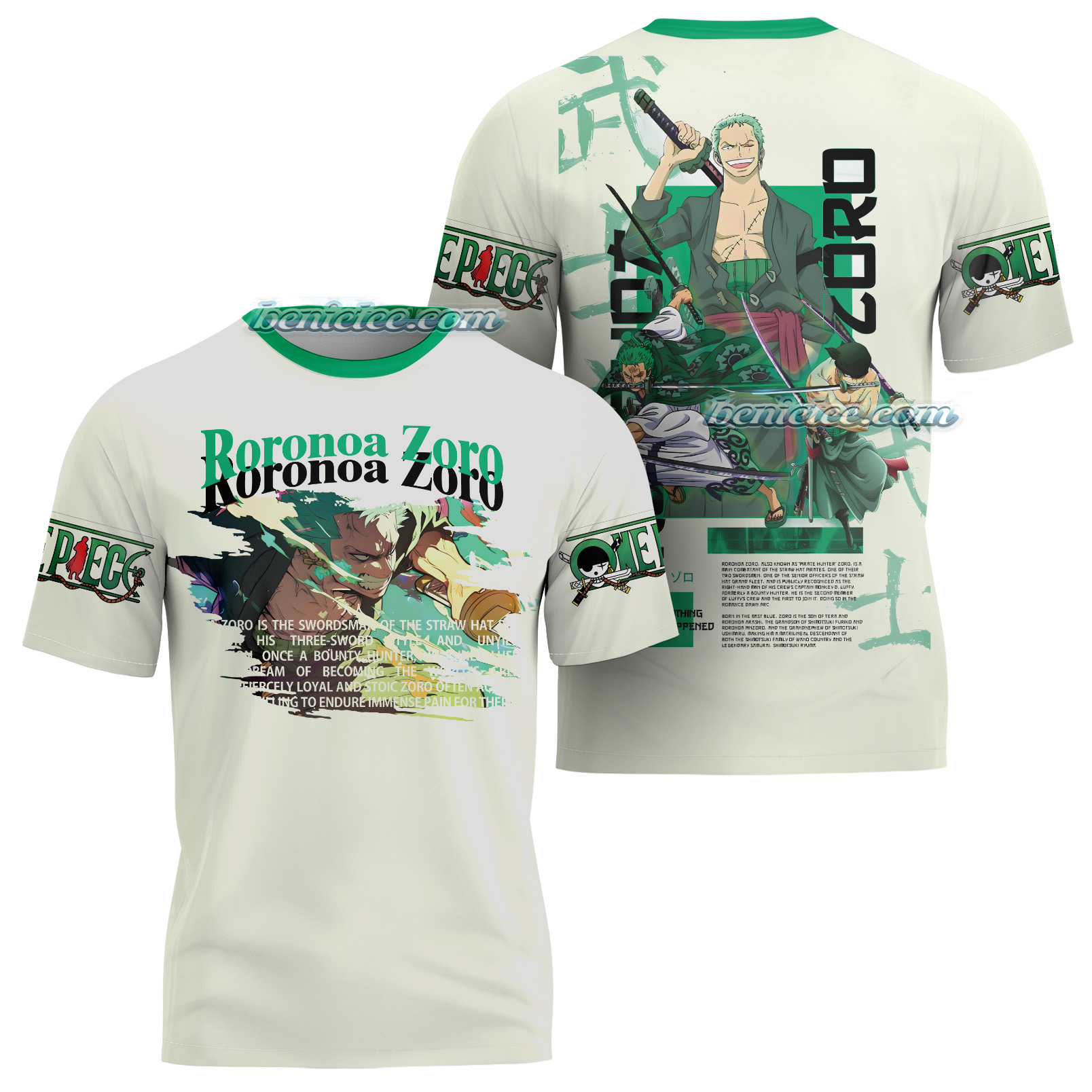 Zoro One Piece Anime Shirt 3D, Zoro Roronoa – Anime T-Shirt - Image 3