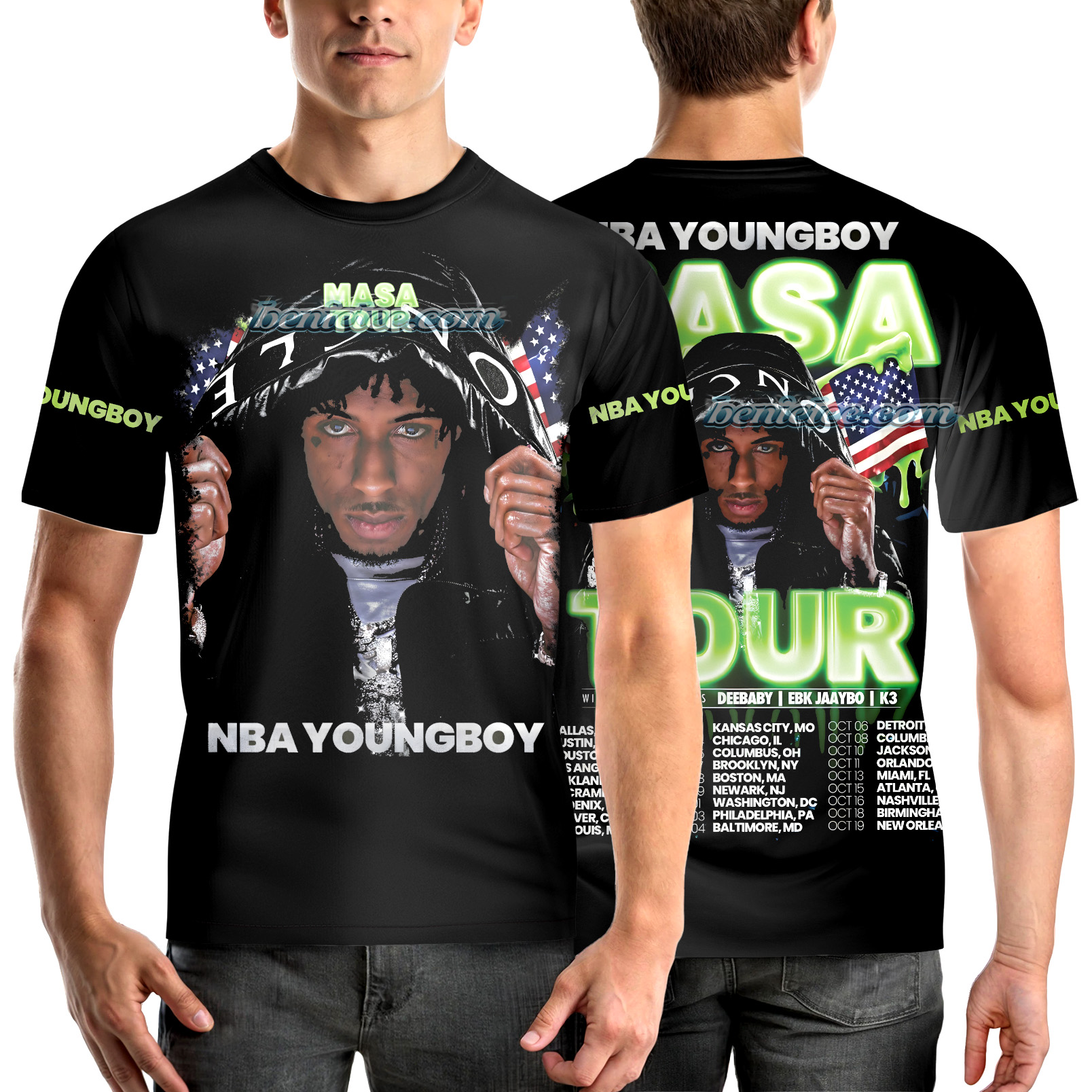 NBA Youngboy Masa Tour TShirt 3D - Image 2