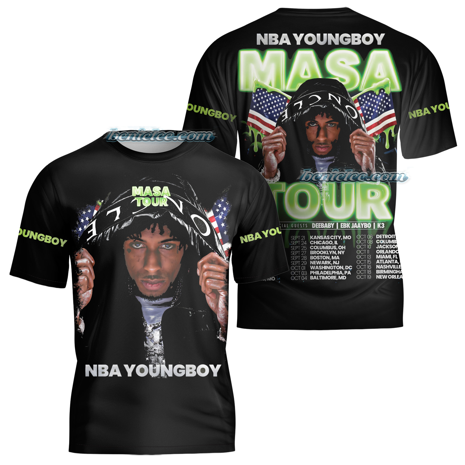 NBA Youngboy Masa Tour TShirt 3D - Image 3