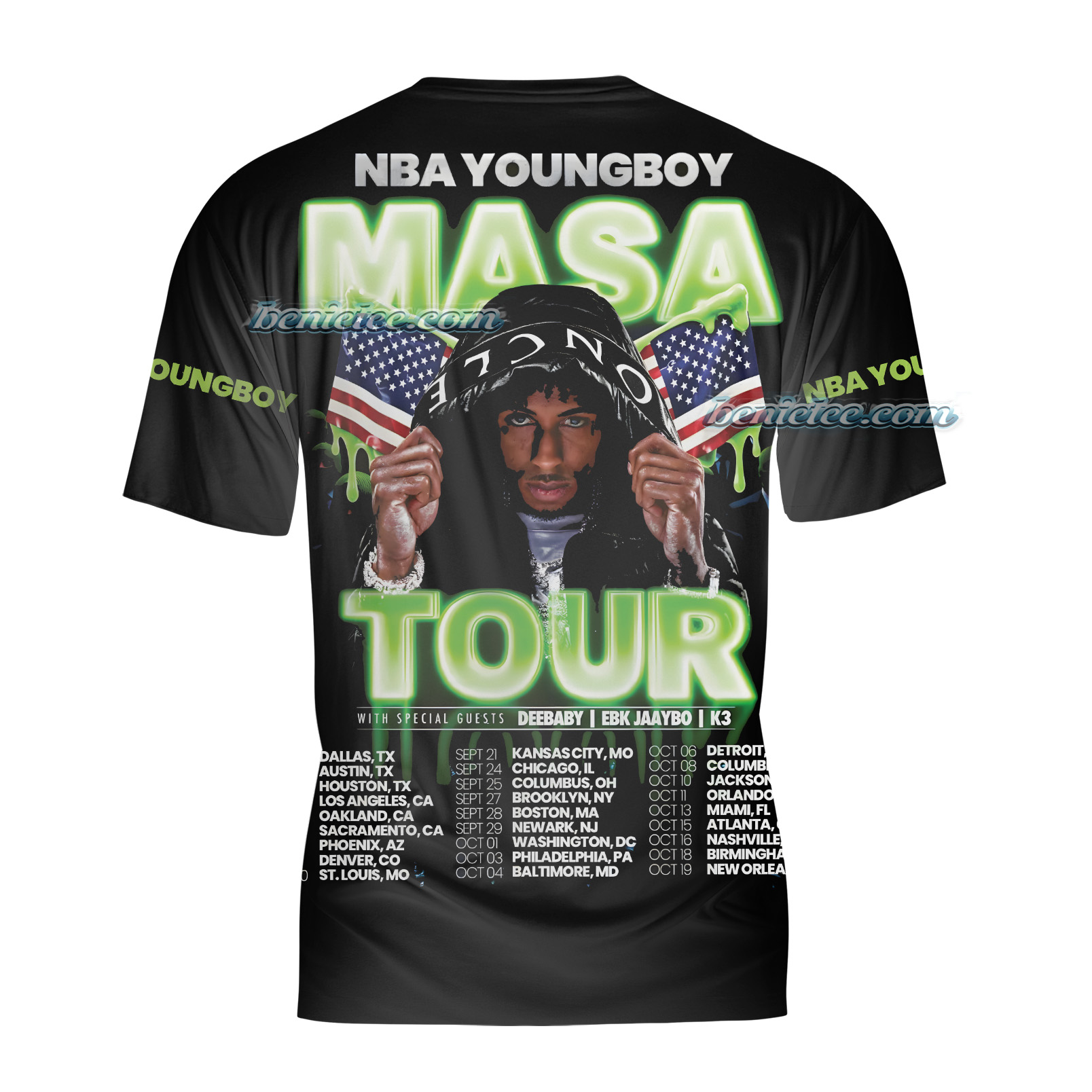 NBA Youngboy Masa Tour TShirt 3D - Image 5