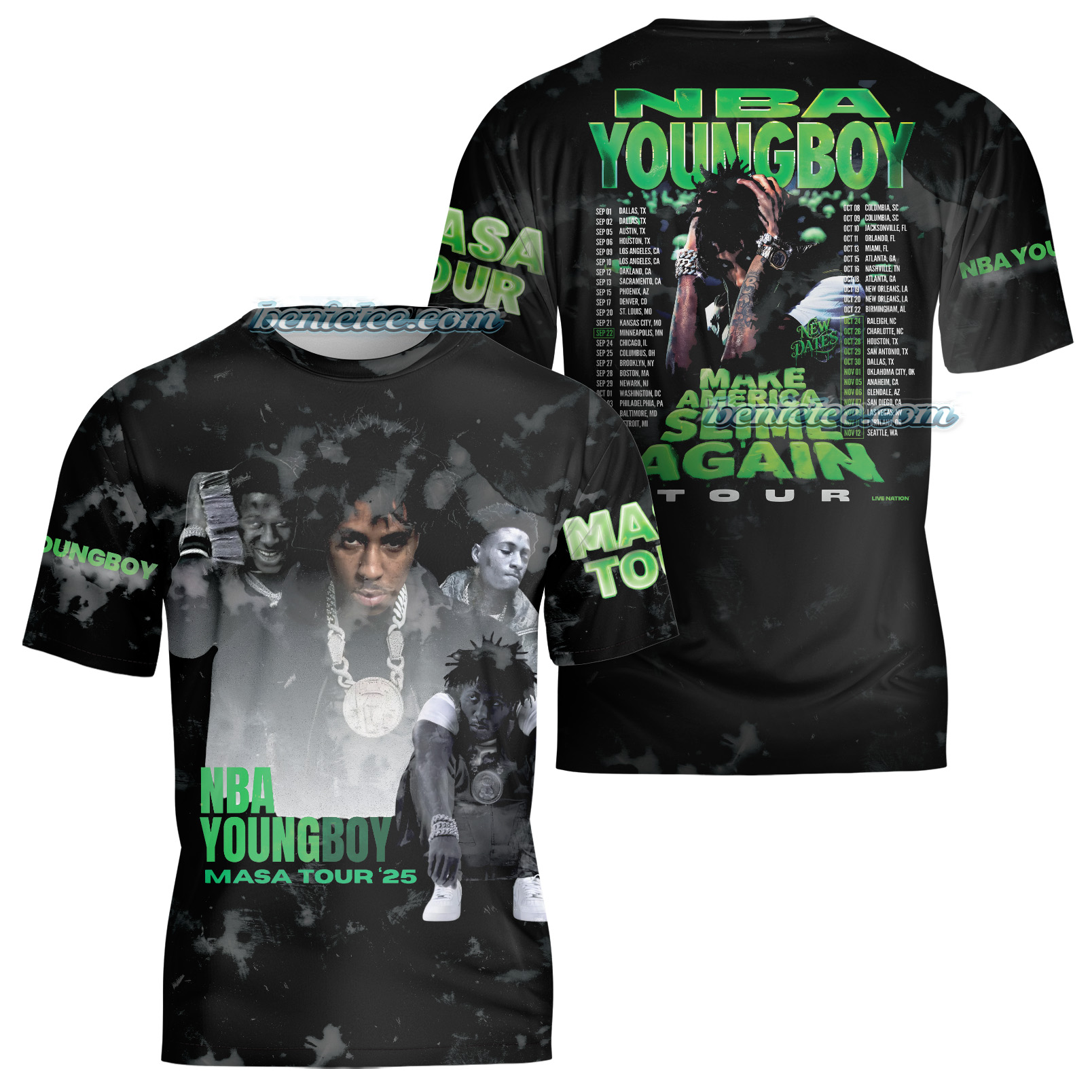 NBA Youngboy Masa Tour 2025 TShirt 3D - Image 2