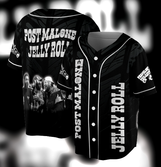 Post Malone Jelly Roll Vintage Jersey, Concert Tour Music Western 2025
