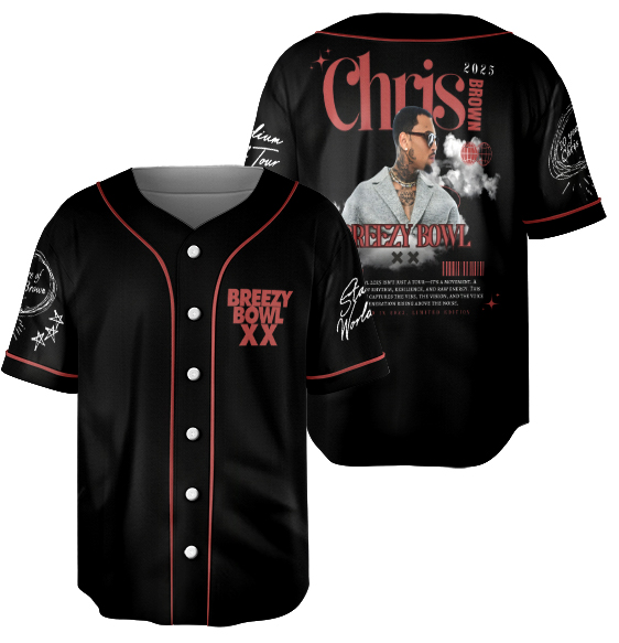 Vintage Chris Brown Breezy Bowl XX Tour 2025 Jersey - Image 2