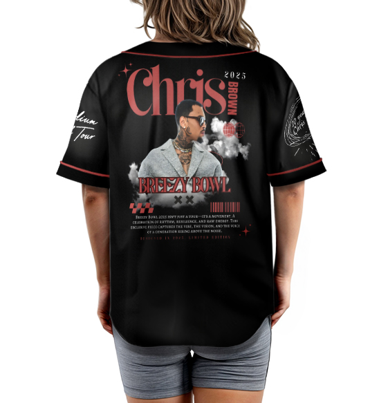 Vintage Chris Brown Breezy Bowl XX Tour 2025 Jersey - Image 3
