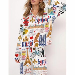Paris Travel Pajama Set For Women