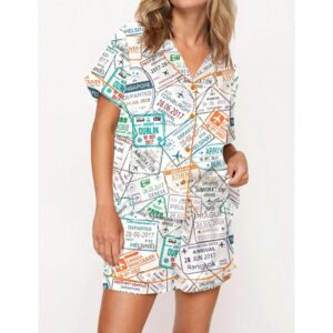 Passport Travel Stamps Pajama Set For Women