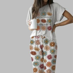 Peace And Kindness Casual Pajama Set For Women