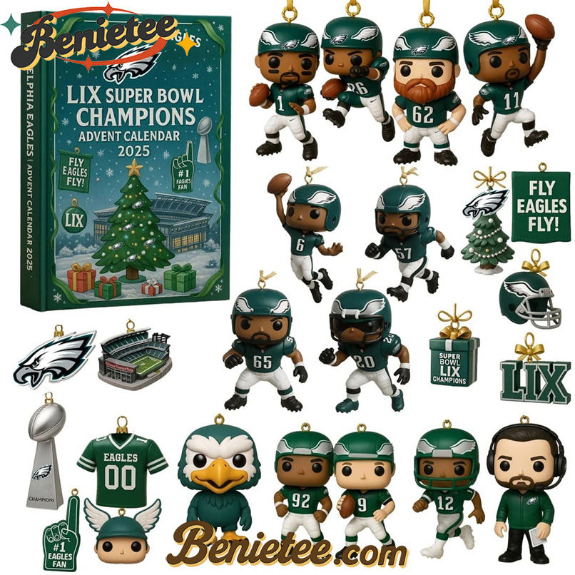 Philadelphia Eagles Advent Calendar 2025 - Super Bowl LIX Champions Edition Christmas Gift, Christmas Idea, Christmas Countdown Advent Calendar Gift Box with 24 Acrylic Ornaments - Image 3