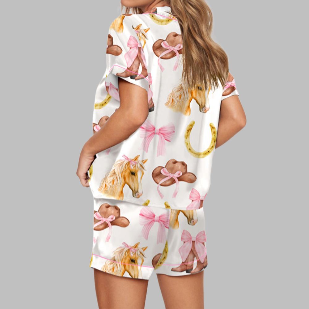 Pink Horse Pajama Set For Women - Image 3