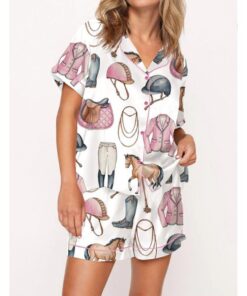 Pink Horseback Riding Pajama Set For Women
