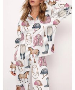 Alternative view of Pink Horseback Riding Pajama Set For Women