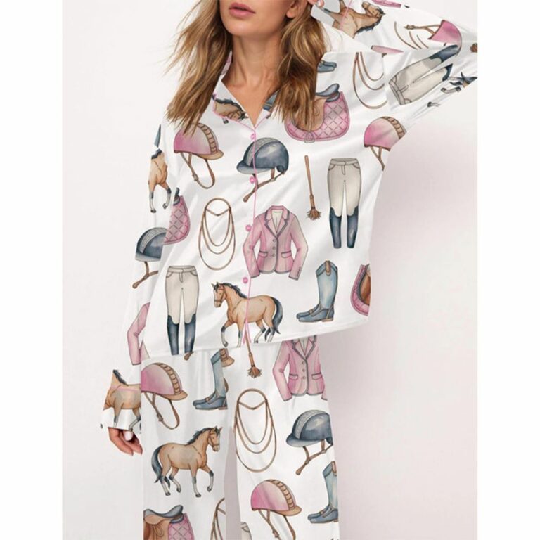 Alternative view of Pink Horseback Riding Pajama Set For Women