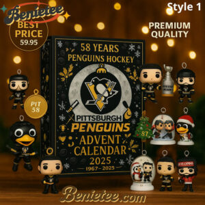 Pittsburgh Penguins Advent Calendar, Christmas Countdown Advent Calendar Gift Box with 24 Acrylic Ornaments