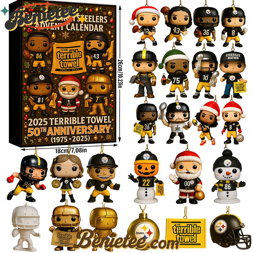 Pittsburgh Steelers 50th Anniversary Advent Calendar, Christmas Gift, Christmas Idea, Christmas Countdown Advent Calendar Gift Box with 24 Acrylic Ornaments - Image 2